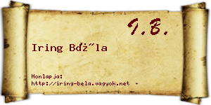 Iring Béla névjegykártya