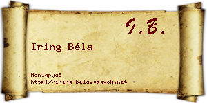 Iring Béla névjegykártya
